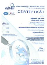 Certifikát ISO/IEC 27001 systém manažérstva informačnej bezpečnosti